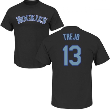 Men's Colorado Rockies Alan Trejo ＃13 Roster Name & Number T-Shirt - Black