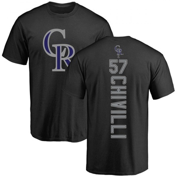 Men's Colorado Rockies Angel Chivilli ＃57 Backer T-Shirt - Black