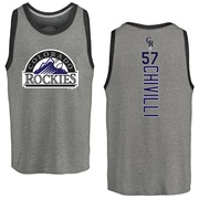 Men's Colorado Rockies Angel Chivilli ＃57 Backer Tank Top Ash