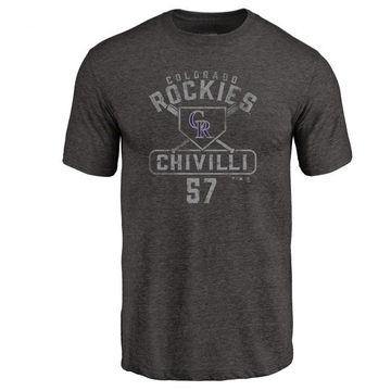 Men's Colorado Rockies Angel Chivilli ＃57 Base Runner T-Shirt - Black