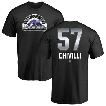 Men's Colorado Rockies Angel Chivilli ＃57 Midnight Mascot T-Shirt - Black