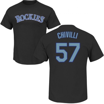 Men's Colorado Rockies Angel Chivilli ＃57 Roster Name & Number T-Shirt - Black