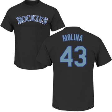 Men's Colorado Rockies Anthony Molina ＃43 Roster Name & Number T-Shirt - Black