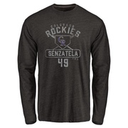 Men's Colorado Rockies Antonio Senzatela ＃49 Base Runner Long Sleeve T-Shirt - Black