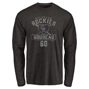 Men's Colorado Rockies Ashton Goudeau ＃60 Base Runner Long Sleeve T-Shirt - Black