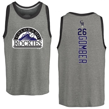 Men's Colorado Rockies Austin Gomber ＃26 Backer Tank Top Ash