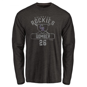 Men's Colorado Rockies Austin Gomber ＃26 Base Runner Long Sleeve T-Shirt - Black