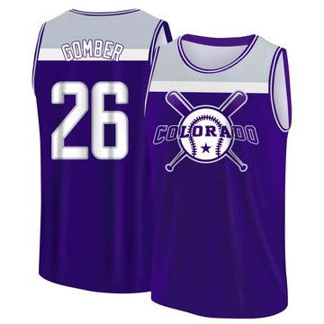 Men's Colorado Rockies Austin Gomber ＃26 Legend Baseball Tank Top - Purple/Gray