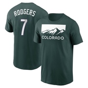 Men's Colorado Rockies Brendan Rodgers ＃7 2022 City Connect Name & Number T-Shirt - Green