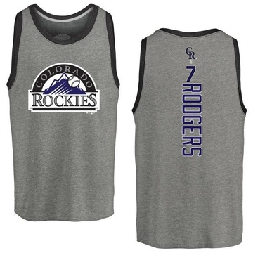 Men's Colorado Rockies Brendan Rodgers ＃7 Backer Tank Top Ash