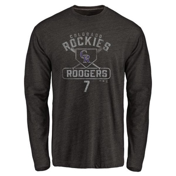 Men's Colorado Rockies Brendan Rodgers ＃7 Base Runner Long Sleeve T-Shirt - Black