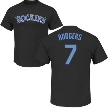 Men's Colorado Rockies Brendan Rodgers ＃7 Roster Name & Number T-Shirt - Black