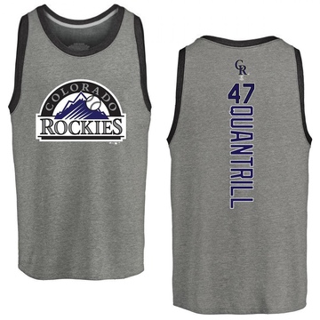 Men's Colorado Rockies Cal Quantrill ＃47 Backer Tank Top Ash