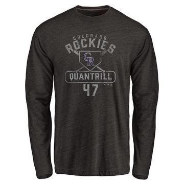 Men's Colorado Rockies Cal Quantrill ＃47 Base Runner Long Sleeve T-Shirt - Black