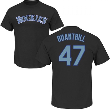 Men's Colorado Rockies Cal Quantrill ＃47 Roster Name & Number T-Shirt - Black