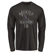 Men's Colorado Rockies Charlie Blackmon ＃19 Charlie mon Base Runner Long Sleeve T-Shirt - Black