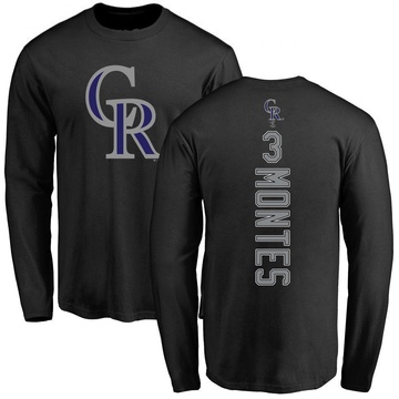 Men's Colorado Rockies Coco Montes ＃3 Backer Long Sleeve T-Shirt - Black