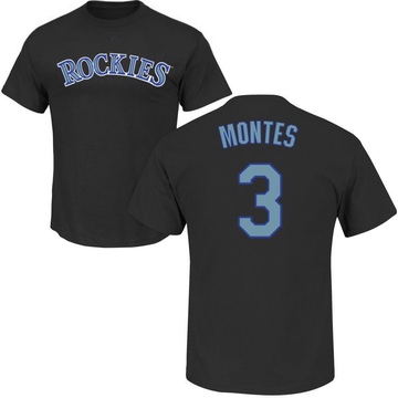 Men's Colorado Rockies Coco Montes ＃3 Roster Name & Number T-Shirt - Black