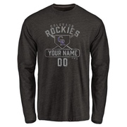 Men's Colorado Rockies Custom ＃00 Base Runner Long Sleeve T-Shirt - Black