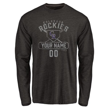 Men's Colorado Rockies Custom ＃00 Base Runner Long Sleeve T-Shirt - Black