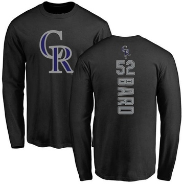 Men's Colorado Rockies Daniel Bard ＃52 Backer Long Sleeve T-Shirt - Black