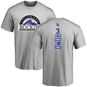 Men's Colorado Rockies Drew Romo ＃3 Backer T-Shirt Ash