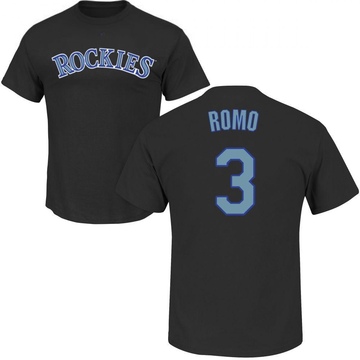 Men's Colorado Rockies Drew Romo ＃3 Roster Name & Number T-Shirt - Black