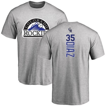 Men's Colorado Rockies Elias Diaz ＃35 Backer T-Shirt Ash