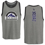 Men's Colorado Rockies Elias Diaz ＃35 Backer Tank Top Ash