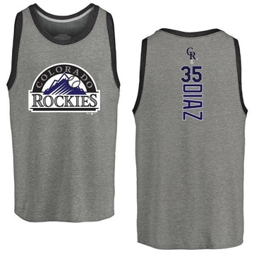 Men's Colorado Rockies Elias Diaz ＃35 Backer Tank Top Ash