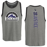 Men's Colorado Rockies Evan Justice ＃56 Backer Tank Top Ash