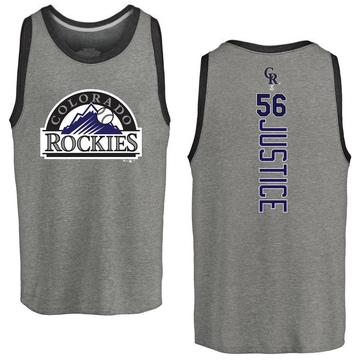 Men's Colorado Rockies Evan Justice ＃56 Backer Tank Top Ash