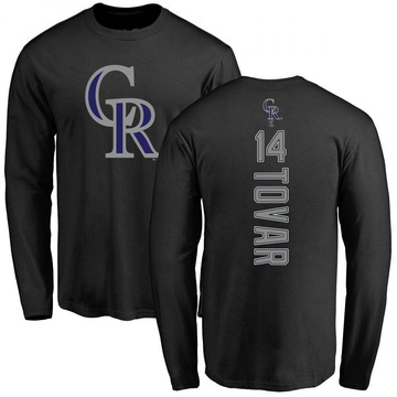 Men's Colorado Rockies Ezequiel Tovar ＃14 Backer Long Sleeve T-Shirt - Black