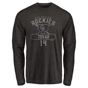 Men's Colorado Rockies Ezequiel Tovar ＃14 Base Runner Long Sleeve T-Shirt - Black