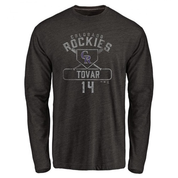 Men's Colorado Rockies Ezequiel Tovar ＃14 Base Runner Long Sleeve T-Shirt - Black