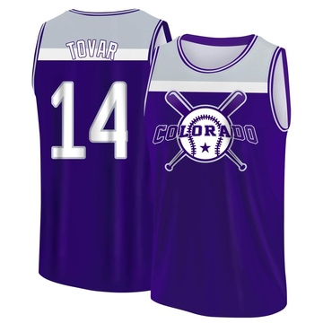 Men's Colorado Rockies Ezequiel Tovar ＃14 Legend Baseball Tank Top - Purple/Gray