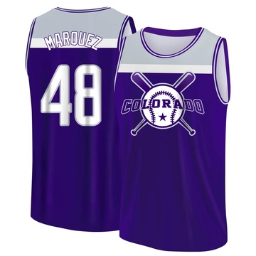 Men's Colorado Rockies German Marquez ＃48 Legend Baseball Tank Top - Purple/Gray