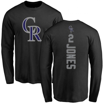 Men's Colorado Rockies Greg Jones ＃2 Backer Long Sleeve T-Shirt - Black