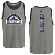 Men's Colorado Rockies Harold Castro ＃30 Backer Tank Top Ash