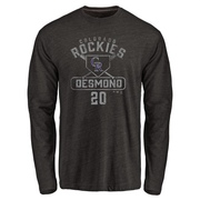 Men's Colorado Rockies Ian Desmond ＃20 Base Runner Long Sleeve T-Shirt - Black