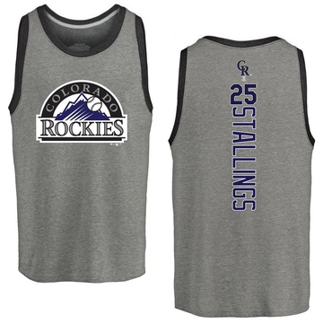 Men's Colorado Rockies Jacob Stallings ＃25 Backer Tank Top Ash