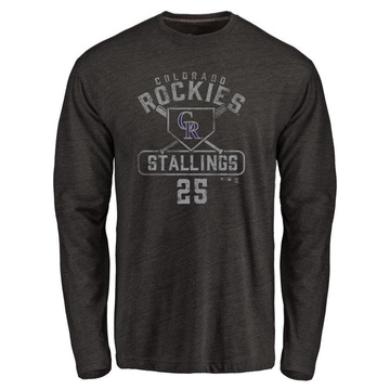 Men's Colorado Rockies Jacob Stallings ＃25 Base Runner Long Sleeve T-Shirt - Black