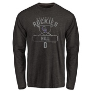 Men's Colorado Rockies Jaden Hill ＃0 Base Runner Long Sleeve T-Shirt - Black