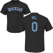 Men's Colorado Rockies Jaden Hill ＃0 Roster Name & Number T-Shirt - Black