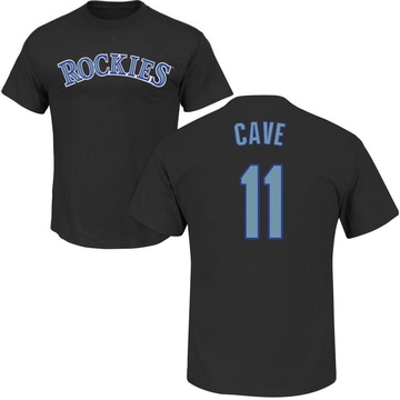 Men's Colorado Rockies Jake Cave ＃11 Roster Name & Number T-Shirt - Black