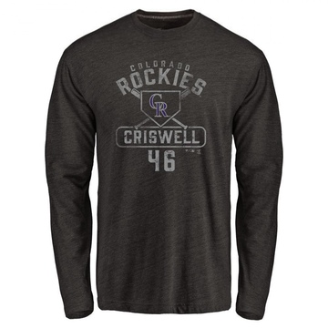 Men's Colorado Rockies Jeff Criswell ＃46 Base Runner Long Sleeve T-Shirt - Black