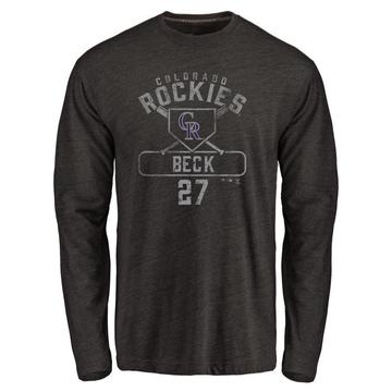 Men's Colorado Rockies Jordan Beck ＃27 Base Runner Long Sleeve T-Shirt - Black