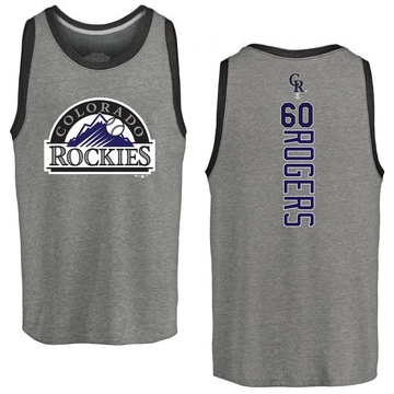 Men's Colorado Rockies Josh Rogers ＃60 Backer Tank Top Ash