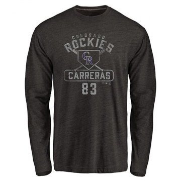 Men's Colorado Rockies Julio Carreras ＃83 Base Runner Long Sleeve T-Shirt - Black