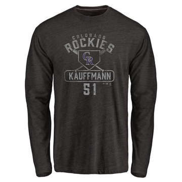 Men's Colorado Rockies Karl Kauffmann ＃51 Base Runner Long Sleeve T-Shirt - Black